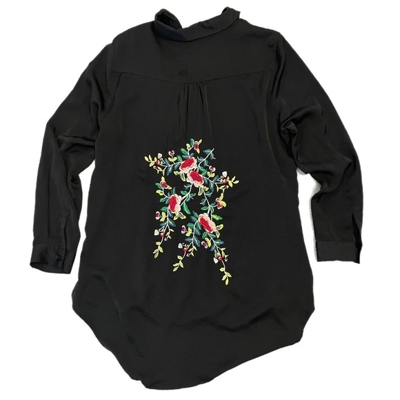 Grace Elements Tops - Grace Elements Black Embroidered Button Down Shirt / Tunic